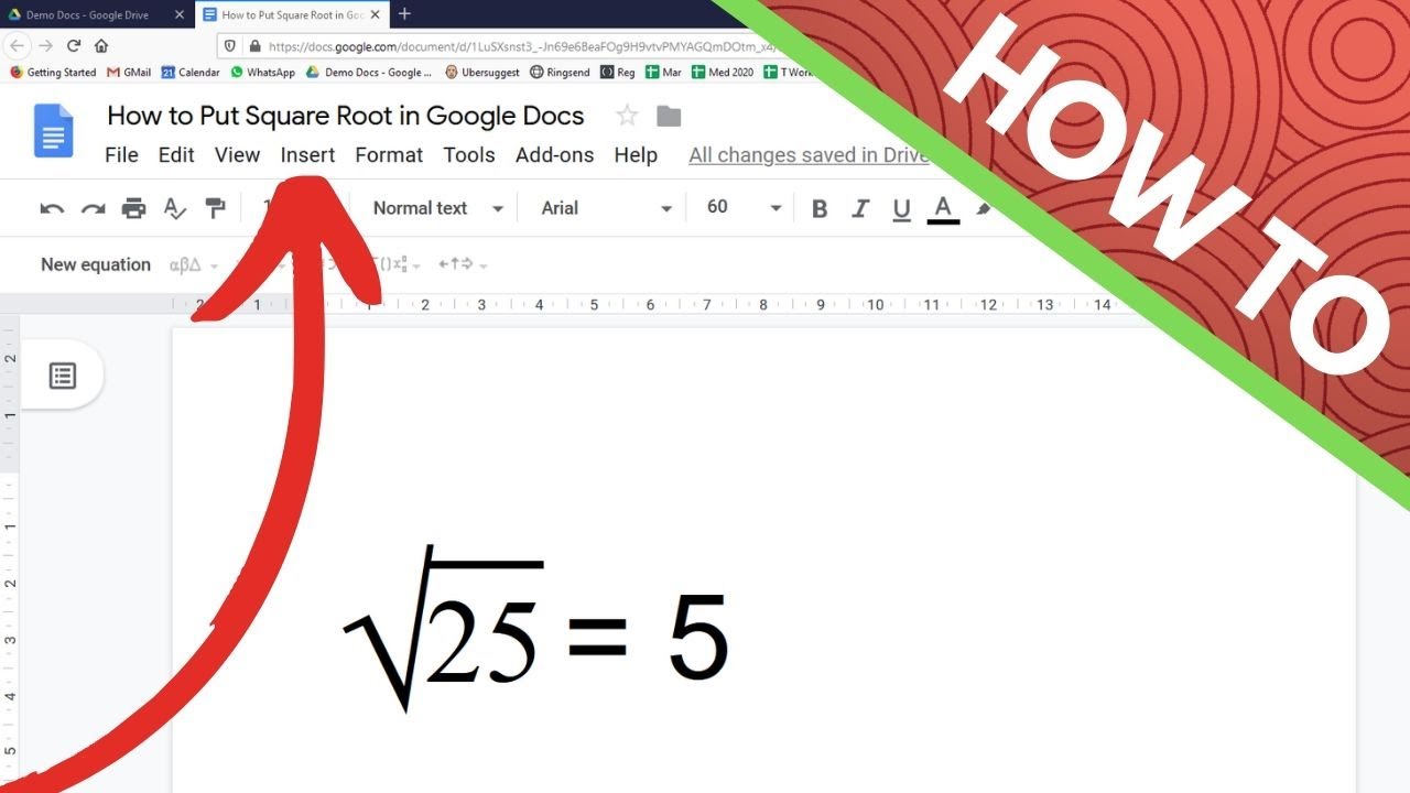 How to Put Square Root in Google Docs