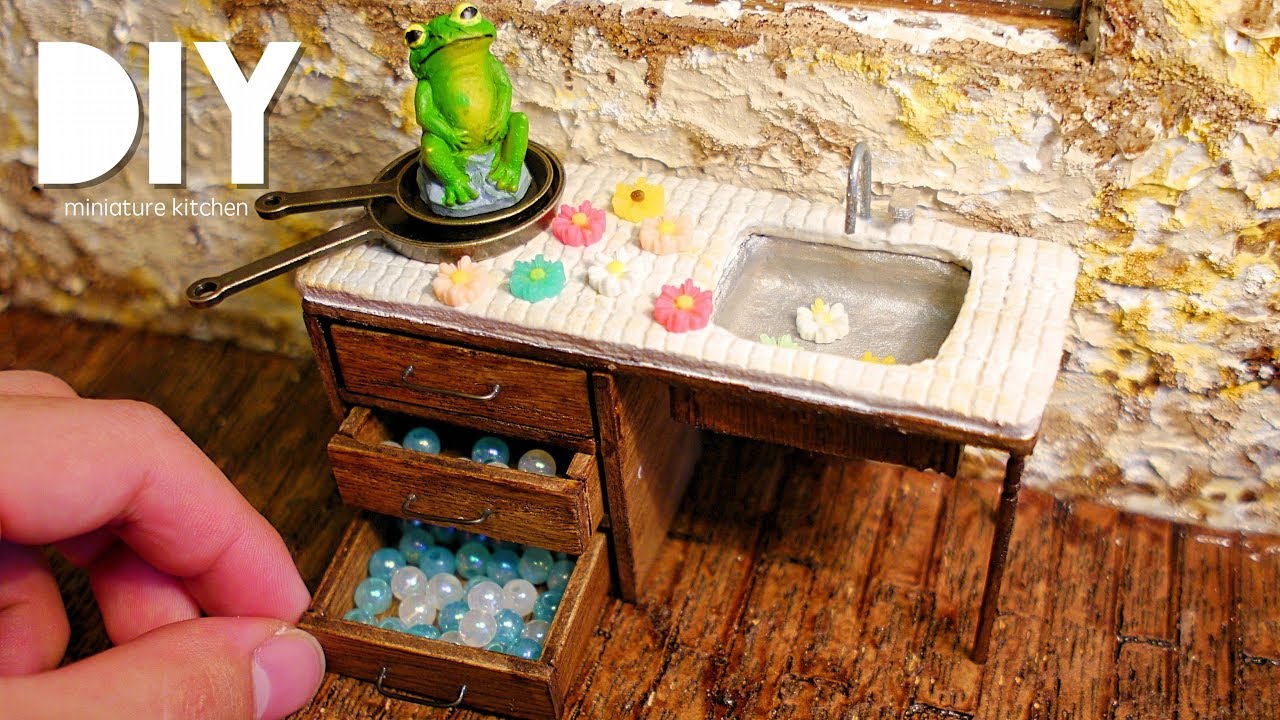 Diy Dollhouse2 Miniature Kitchen One Hundred Yen Shop 100均材料でミニチュアキッチン Youtube