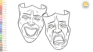 Happy And Sad Mask Drawing How To Make Masks Simply Outline Drawing Draw A Mask