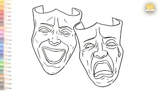 Happy and Sad Mask drawing | How to Make Masks simply #artjanag  | Outline drawing | Draw A Mask