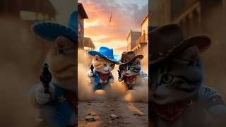 Epic Cowboy Cat Showdown 🤠🐱 | Wild West Kitten Fight Animation | Funny Cat Duel