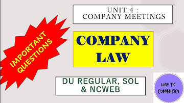 Company Law Important Questions|Unit 4: Company Meetings|DU