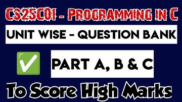 CS25C01|Computer Programming in C|Important questions|With|Question Bank|Engineering king|
