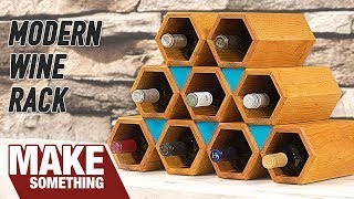 How to make a mid-century modern wine rack. Easy woodworking project that