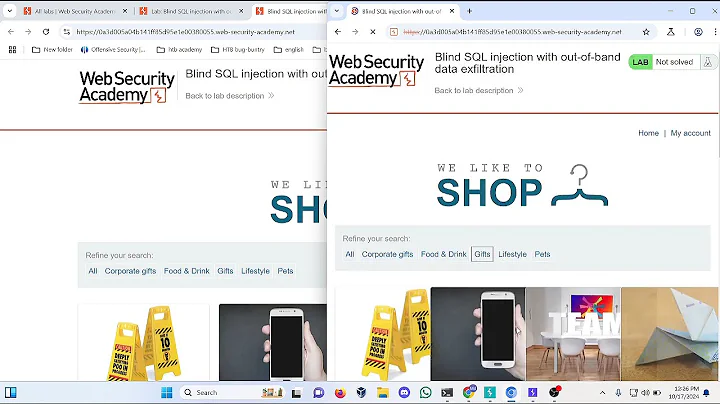 Lab 16: Blind SQL injection with out-of-band data exfiltration