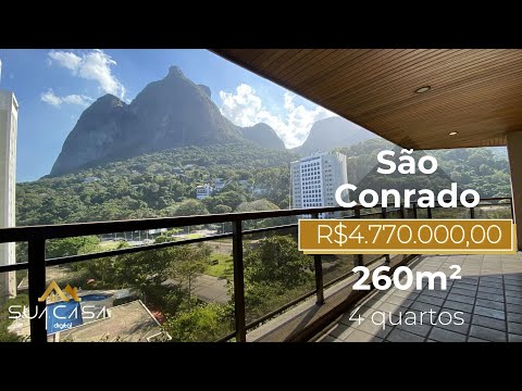 SÃO CONRADO | APARTAMENTO COM 4 QUARTOS COM VISTA PANORÂMICA PARA PEDRA DA GÁVEA E PRAIA