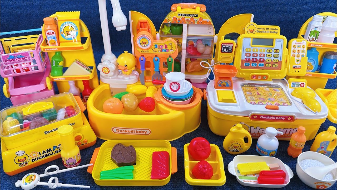 14 Minutes Satisfying with Unboxing Yellow Cash Register and Kitchen Toy Set ASMR | Review Toys