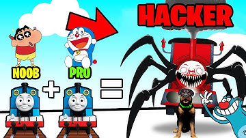 UPGRADING NOOB Choo Choo Charles into HACKER | HORROR TRAIN NOOB vs PRO vs HACKER SHINCHAN CHOP