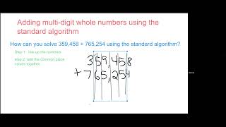 Adding Whole numbers using the standard algorithm