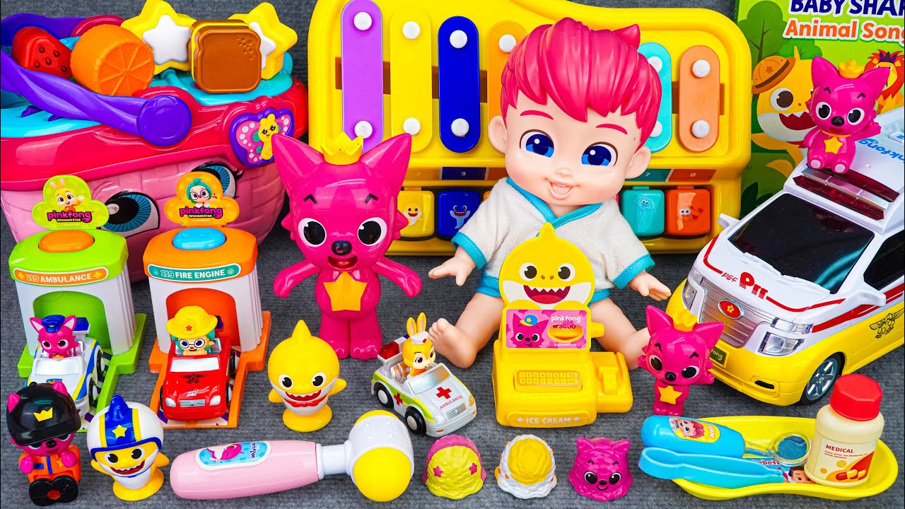 Satisfying Unboxing & Review Miniature Pinkfong Ambulance Set Toys, Doctor Set Toys | ASMR