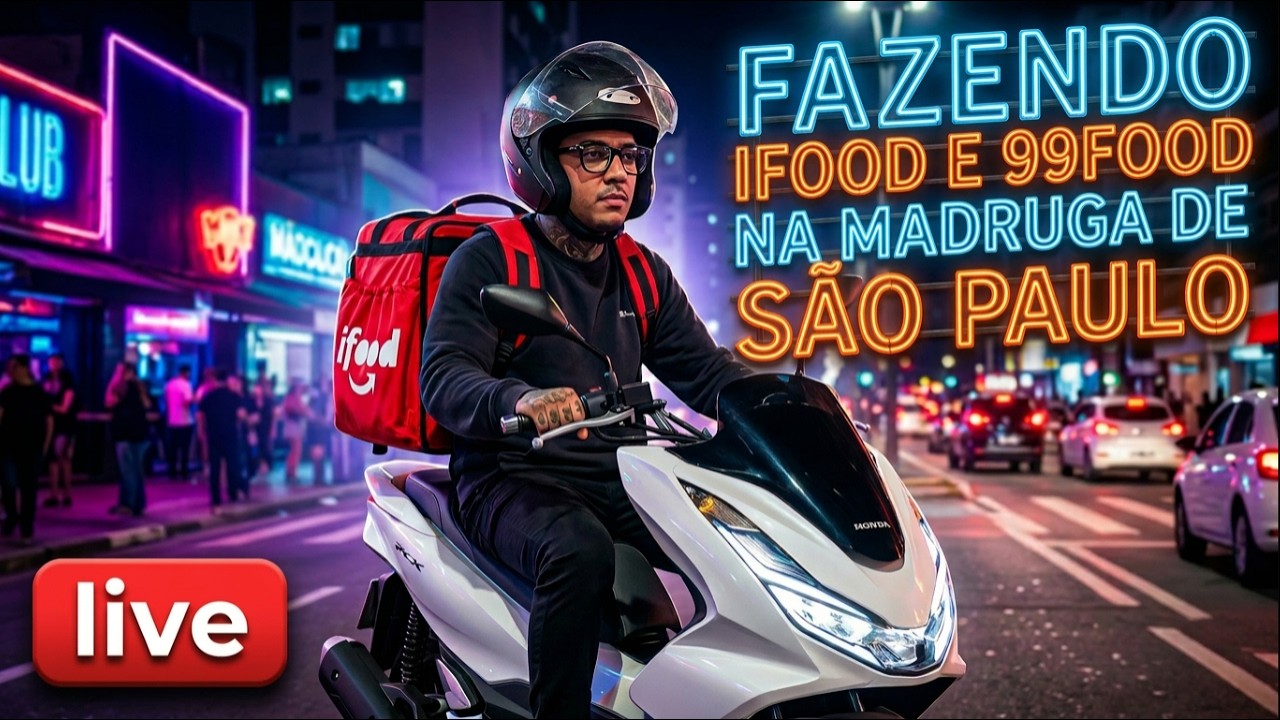 FAZENDO IFOOD E 99FOOD À NOITE EM SÃO PAULO AO VIVO!🍔(IRL)