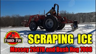 188: Massey 2607H and Bush Hog 7008 Scraping Ice Part 1
