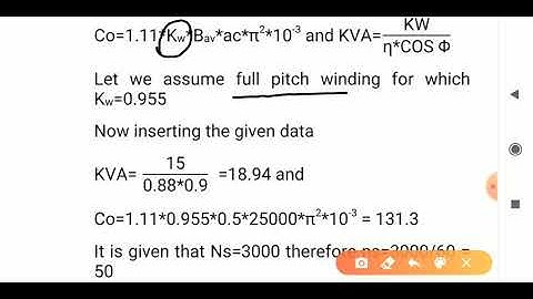 numerical on main dimensions of three phase induction motot at given peripheral speed