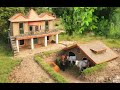 45 days to build the most creative mud villa house & beautiful underground house for cows .