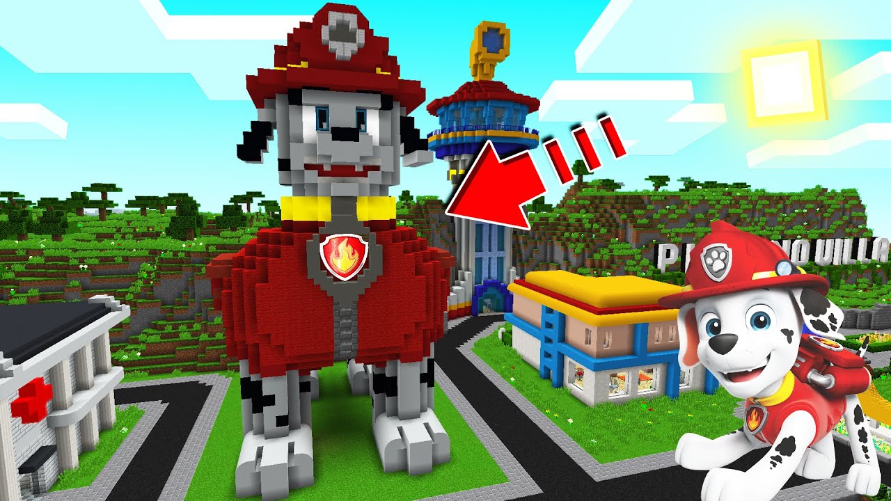 APARECE LA ESTATUA DE MARSHALL DE PAW PATROL EN MINECRAFT 🔥