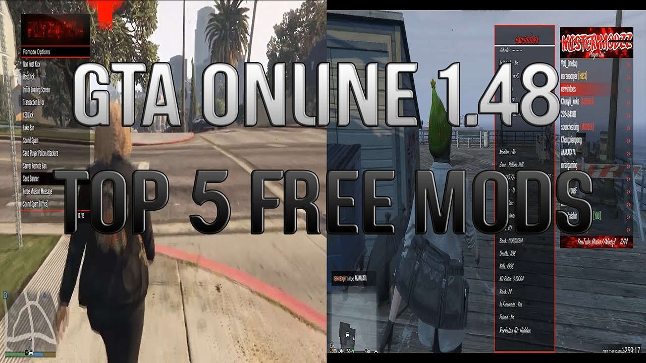GTA ONLINE 1.48 TOP 5 FREE MOD MENUS