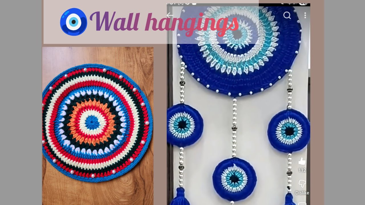 Very Easy Crochet wall hangings 🫰🏻 pattern for beginners 🧿 beautiful wall decor ideas part 1