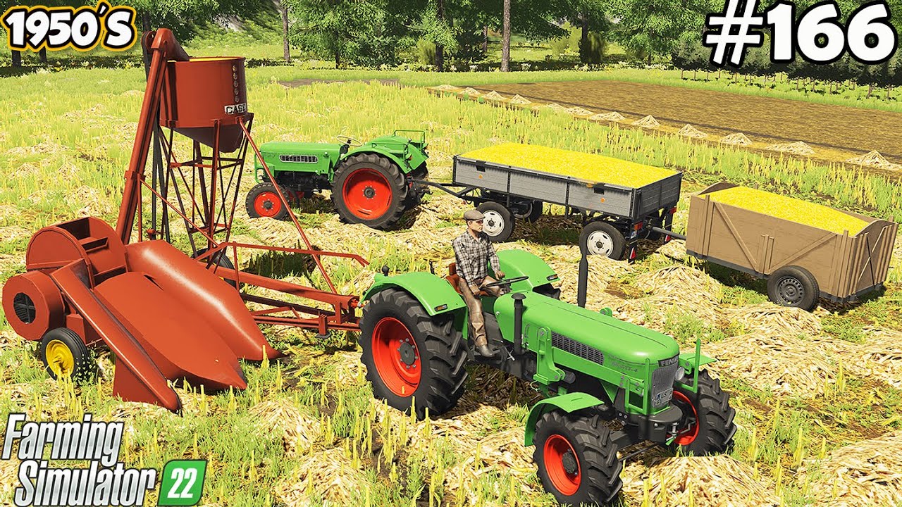 1950'S. CORN HARVEST with the new combine harvester. Farming simulator 22. FS 22. Timelapse. Ep. 166