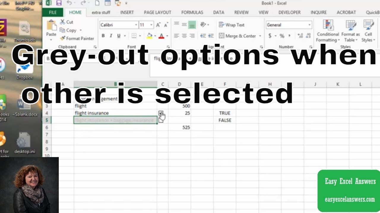 Grey out Options When Other Is Selected In Excel YouTube