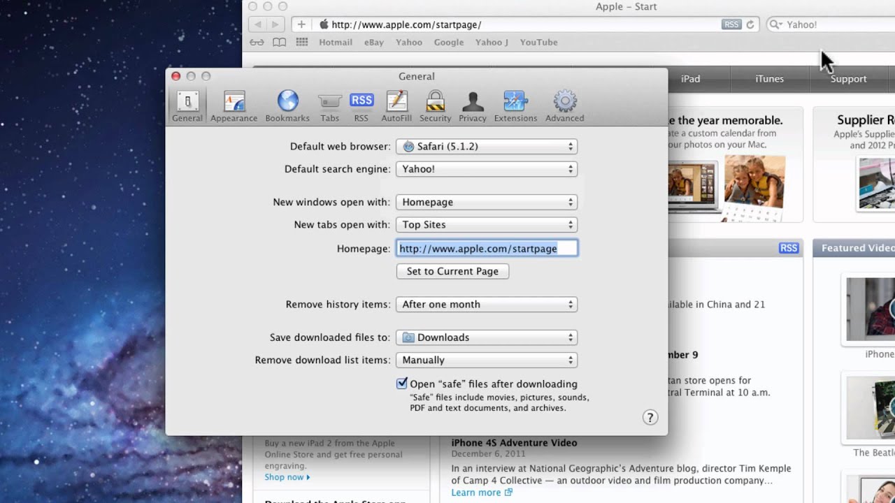 how to change safari homepage on mac