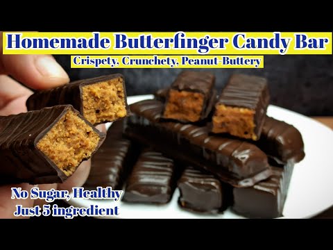 How to Make BUTTERFINGER CANDY BAR Recipe  CRISPY CRUNCHY Chocolate Bar Without Sugar