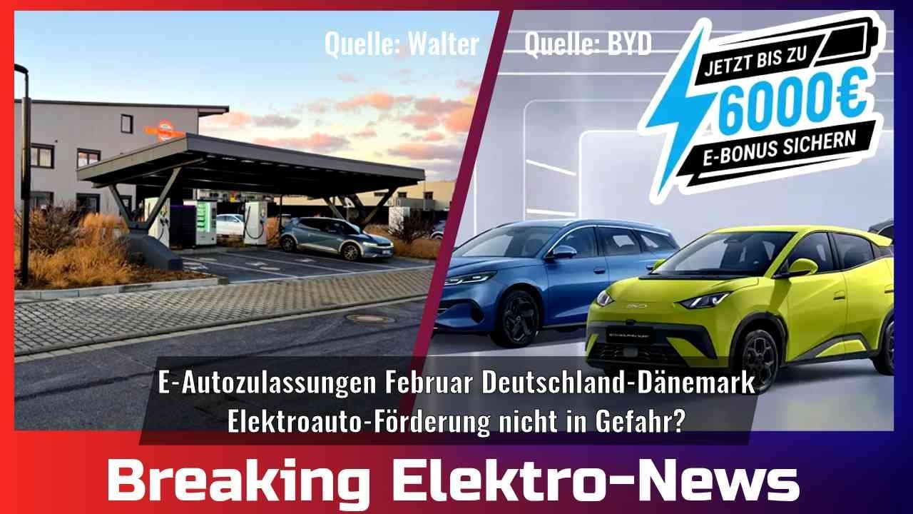 Breaking Elektro-News: E-Autozulassungen Februar Deutschland-Dänemark/E-Förderung nicht in Gefahr