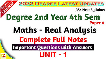 Degree 4sem Maths UNIT - 1 Real Analysis important Questions with Answers paper 4 Maths important Qs