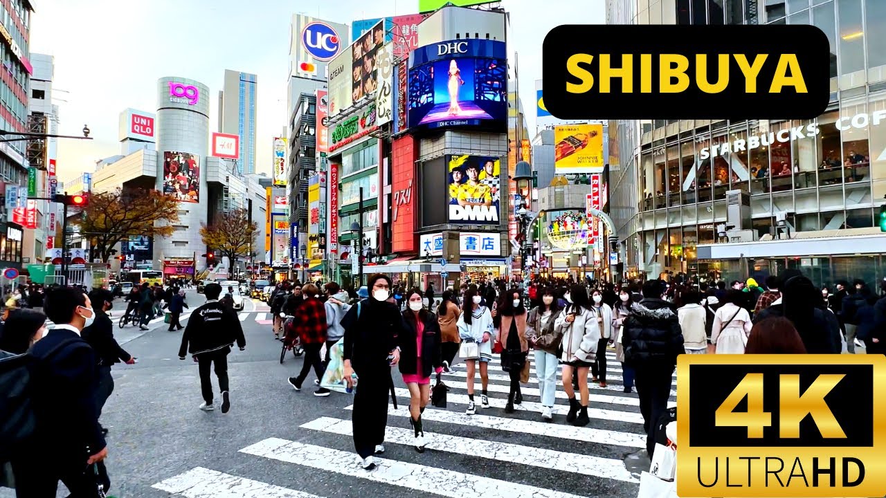TOKYO JAPAN  4K SHIBUYA  1 HOUR Walking Tour  DECEMBER 2022