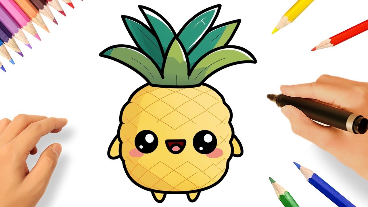CÓMO DIBUJAR UNA PIÑA KAWAII FÁCIL 🍍 - YouTube