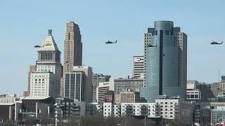 Cincinnati Reds Opening Day Flyover with 3 Apache and 1 Black Hawk Helicopters 3/26/2026