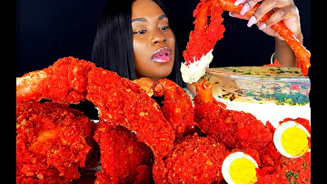 KING CRAB SEAFOOD BOIL MUKBANG | FRIED HOT CHEETOS | SEAFOOD | MUKBANG | ALFREDO SAUCE | ASMR EATING