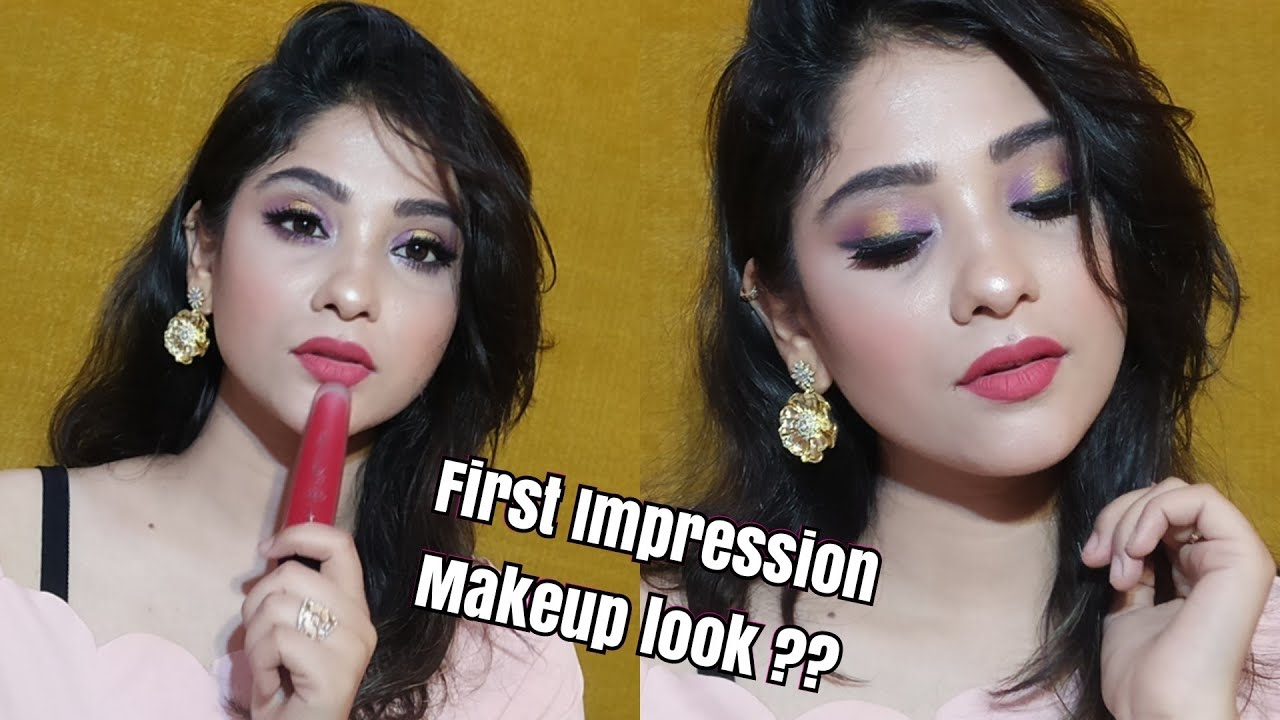 First impression on new makeup || purple & gold❤️