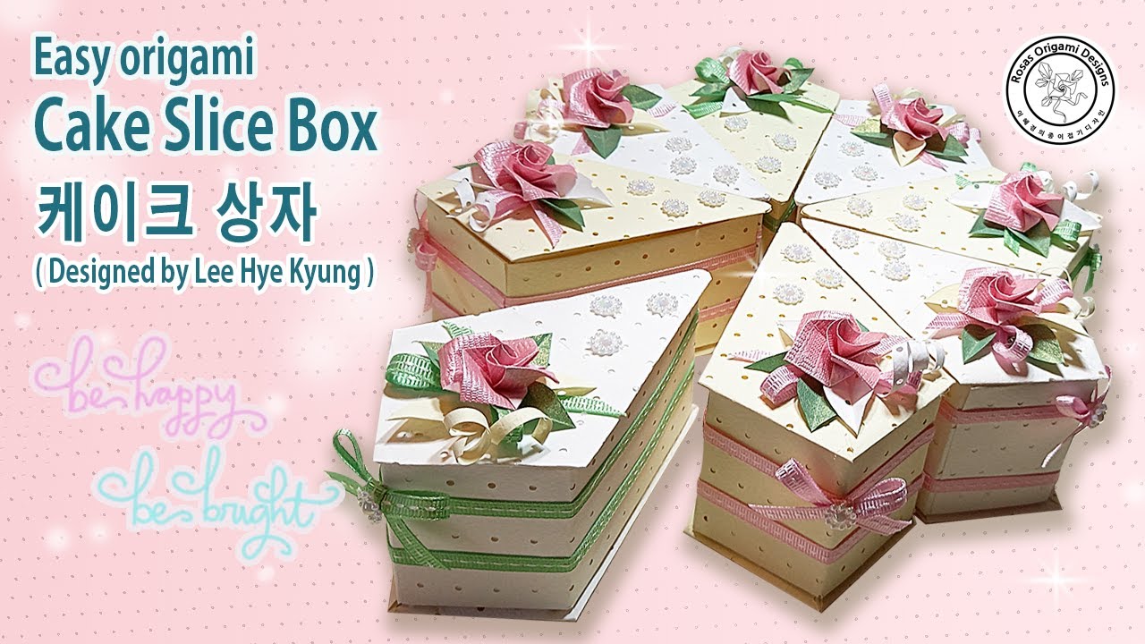 Easy Origami Cake Slice Box Tutorial,Origami Cake, Origami Rose ,종이접기