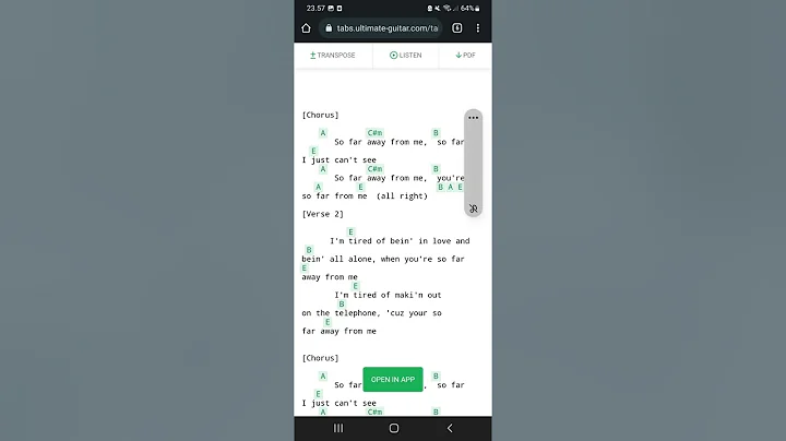 Dire Straits - So Far Away / Chords