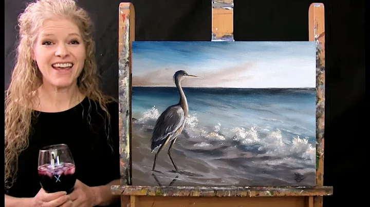 Learn How to Paint BEACH BLUE HERON with Acrylic -...
