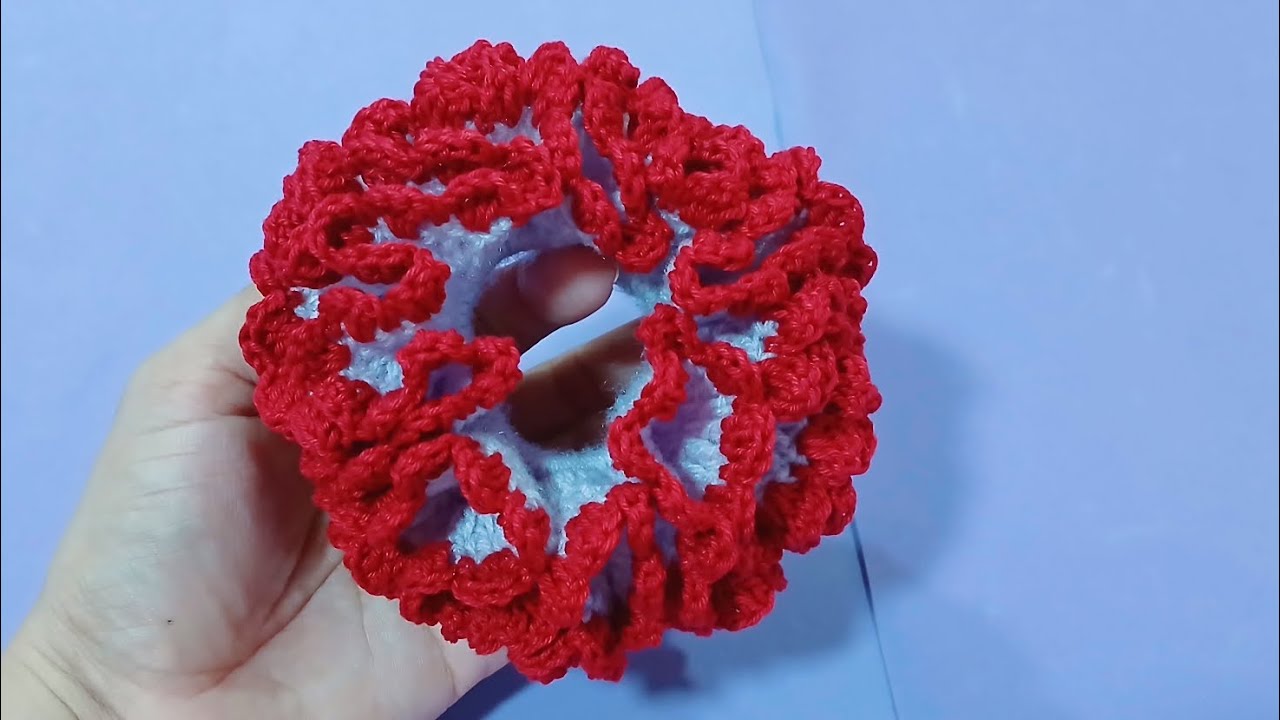 scrunchie de crochê para cabelo xuxinha #crochet #crochê #xuxinha 