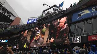 Hawks playoff 2015  and Paul Allen raising the 12th man flag