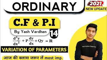 #14 | VARIATION OF PARAMETERS |Maths B.Sc. 2nd year in hindi by - yash vardhan Tengauriya#ode #maths