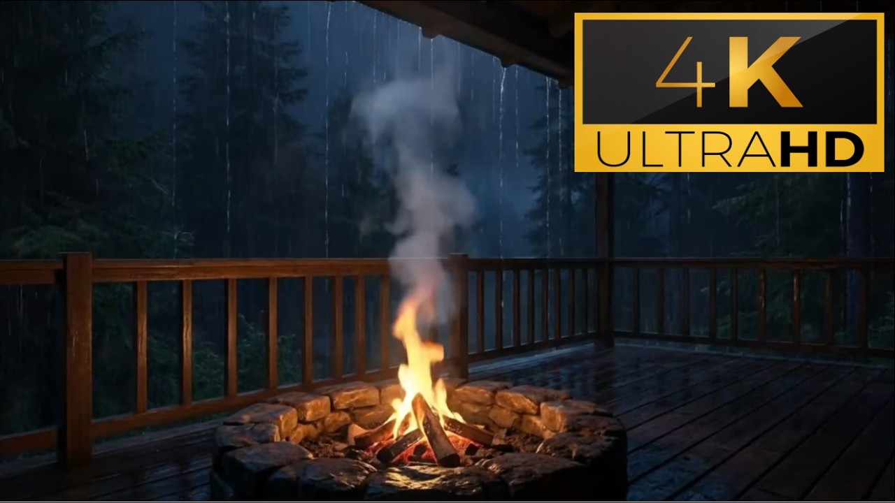 Rainy Forest Cabin 🌧️🔥 Fireplace Sounds for Deep Relaxation & Stress Relief