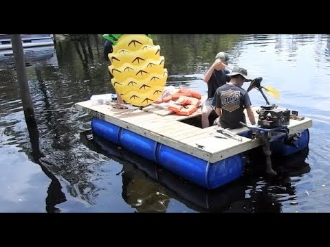 my 0 homemade pontoon boat 55 gallon drums - youtube