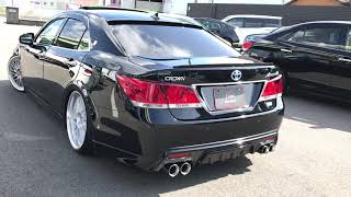 210クラウンアスリート 砲弾型マフラーカッターを開発しました！純正マフラーに取付なので音は変わりません、、が見た目はカッコ良くなります！