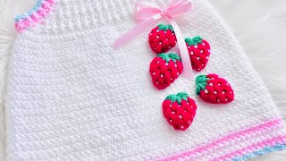 Super cute BERRY BLOSSOM strawberry overall dress pattern from newborn to toddler sizes LEFT HAND by Crochet for Baby 3,797 views 1 month ago 1 hour, 1 minute