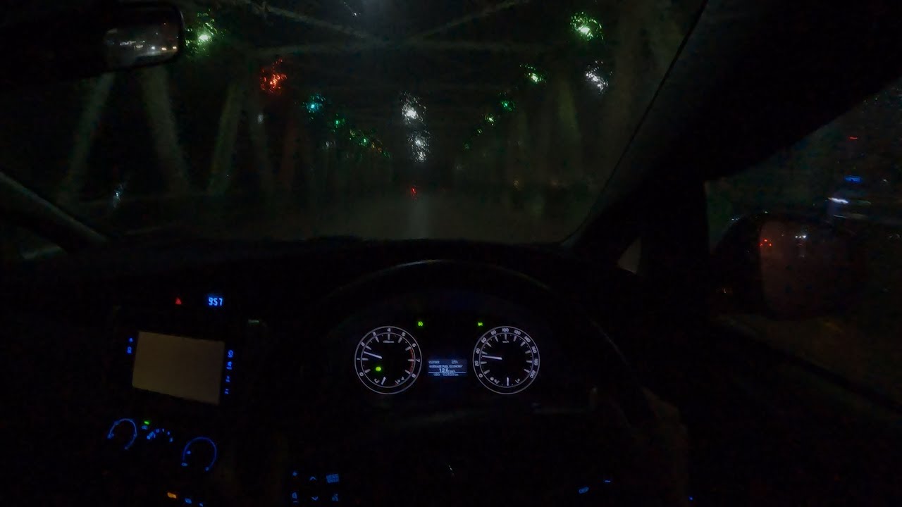 Driving in heavy rain at night for relieve stress
