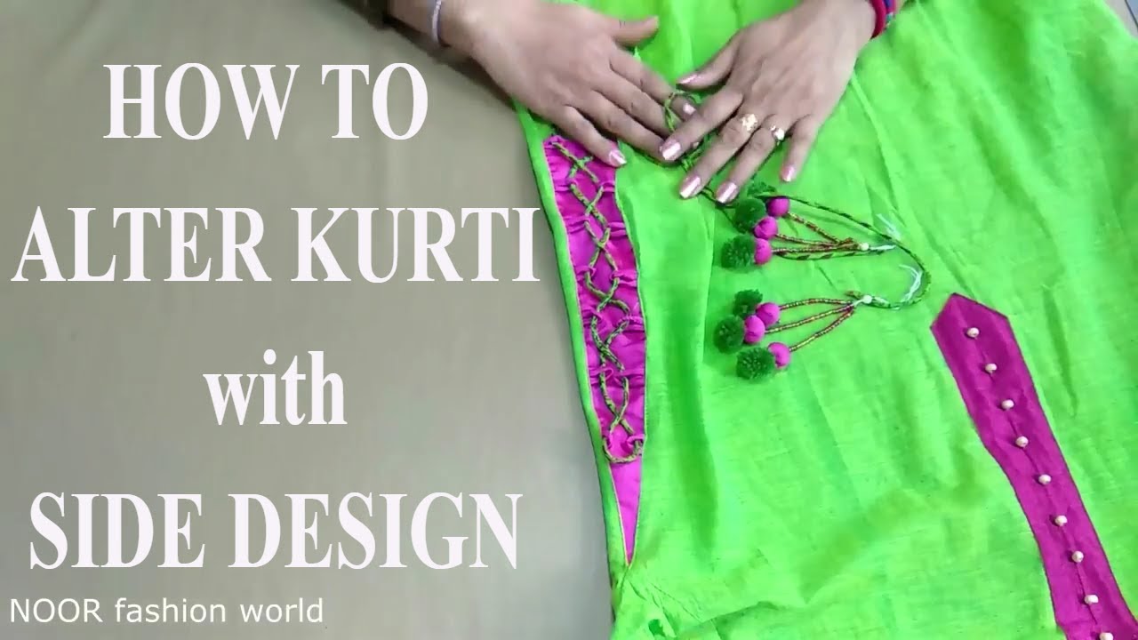 How to alter kurti with Side Slit Dori latkan Hangings Design Cutting & Stitching