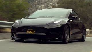 Bagged Tesla Model 3 on 19" Kansei KNP'S