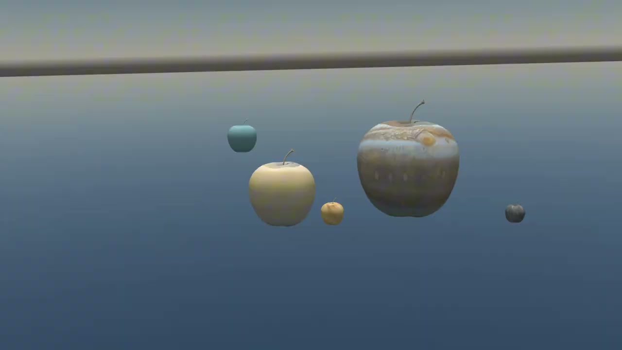 Apple Planet Bouncing in 3D | Solar System Size Comparison Animation