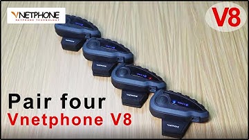 VNETPHONE V8 | Pair four V8 motorcycle helmets bluetooth intercom