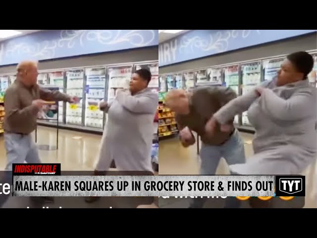 WATCH: Male-Karen Squares Up In Grocery Store & Catches Hands class=