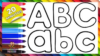 Dibuja Y Colorea El Abecedario  Aprende Letras y Colores en Español  Dibujos Para Niños