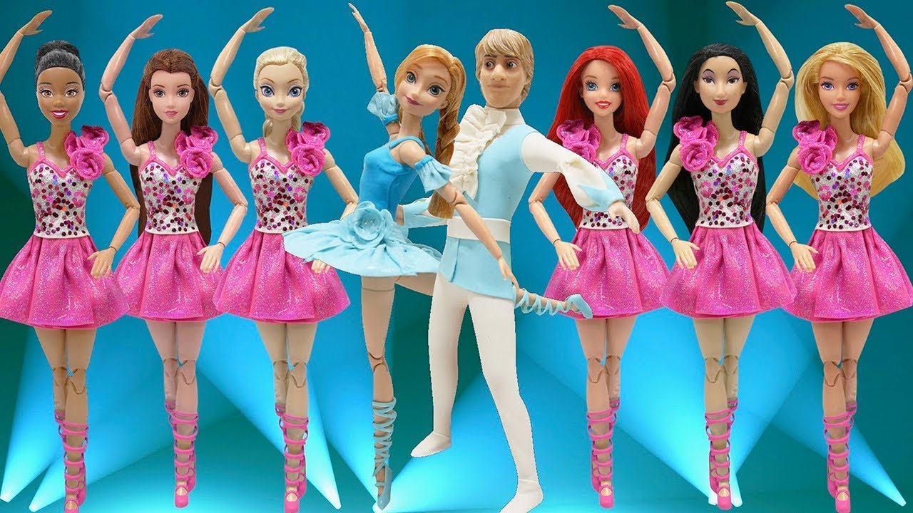 Play Doh Disney Princess Ballerina Anna Kristoff Mulan Elsa Ariel Tiana Belle Aurora games people play